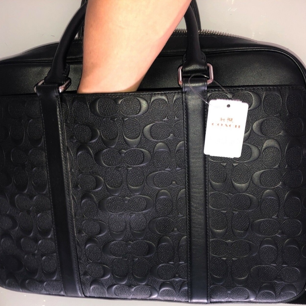 Authentic Coach Black Leather Briefcase Laptop Bag